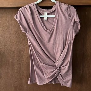 Deep lavender top with a fun intertwined front.